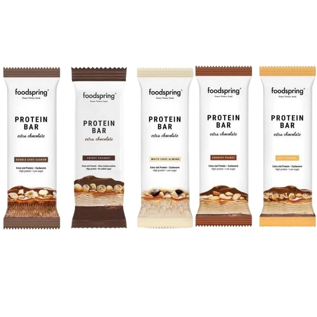 Foodspring Protein Bar Extra Chocolate - MIX BOX - 12x45g - MHD 28-FEB-2026